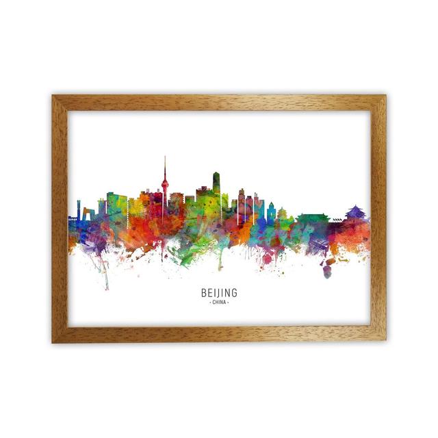 Beijing China Skyline by Michael Tompsett - Print Ebern Designs Format: Brown Framed, Size: 46cm H x 63cm W x 3cm D on Productcaster.