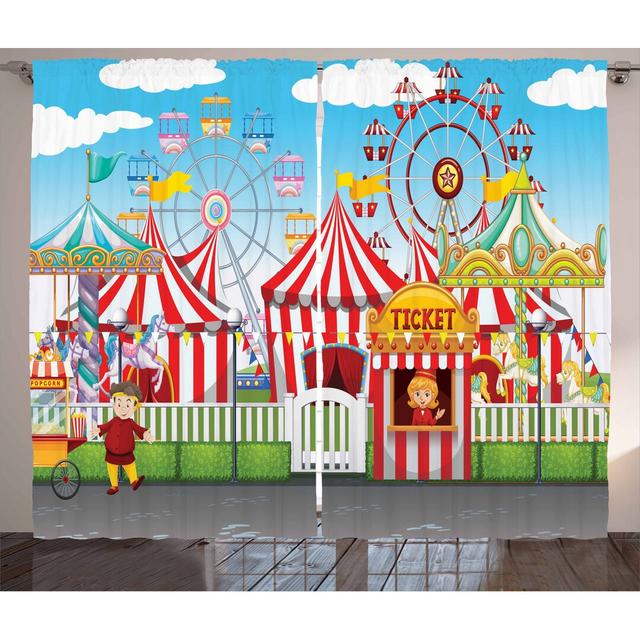 2-tlg. Vorhang-Set Carnival mit Stangendurchzug, halbtransparent East Urban Home Panel-Größe: 280 cm B x 245 T cm on Productcaster.