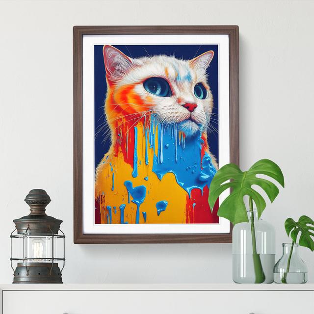 Cat in No.4 - Picture Frame Graphic Art 17 Stories Size: 64cm H x 46cm W x 2cm D, Frame Colour: Walnut on Productcaster.