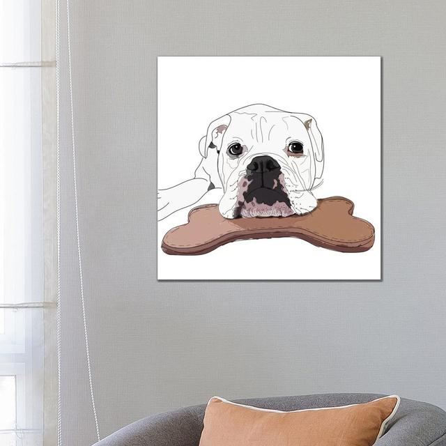 English Bulldog With Toy by Sketch And Paws - Wrapped Canvas Gallery-Wrapped Canvas Giclée ClassicLiving Size: 66.04cm H x 66.04cm W x 3.81cm D on Productcaster.