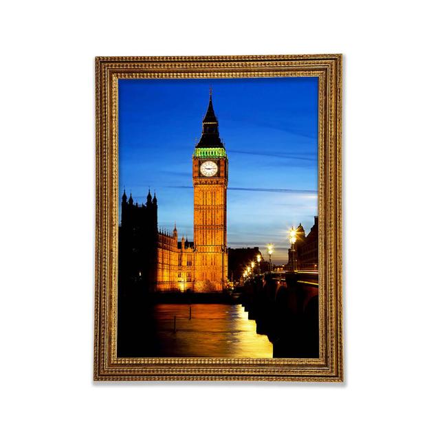 London Thames Reflection Of Big Ben - Single Picture Frame Art Prints Ebern Designs Größe: 84,1 cm H x 59,1 cm B x 3 cm T on Productcaster.