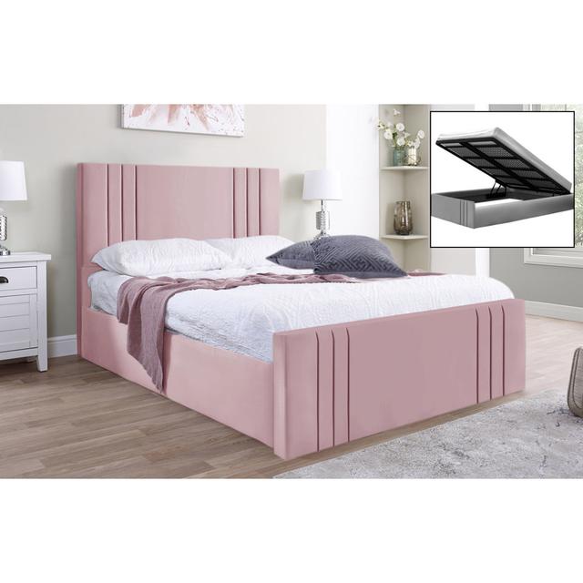 Mishayla Storage Bed Ebern Designs Colour: Pink, Size: 135 x 190 cm on Productcaster.