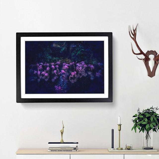 Neon Flamingos - Picture Frame Graphic Art Print East Urban Home Frame Option: Black Framed, Size: 45cm H x 63cm W x 2cm D on Productcaster.