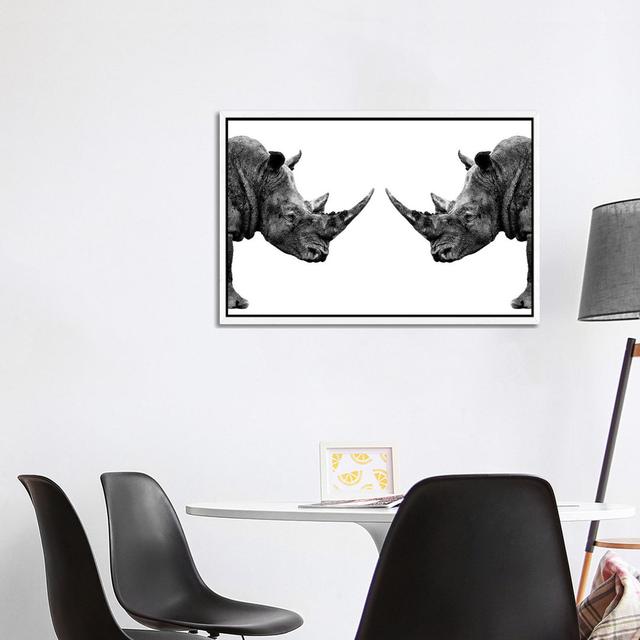 Rhinos Face To Face White Edition by Philippe Hugonnard - Gallery-Wrapped Canvas Giclée on Canvas Union Rustic Format: White Framed, Size: 66.04cm H x on Productcaster.