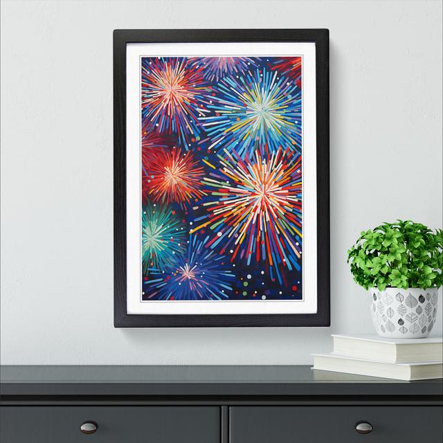 Fireworks Hard Edge No.2 - Single Picture Frame Print on Wood 17 Stories Size: 34cm H x 25cm W x 2cm D, Frame Colour: Black on Productcaster.