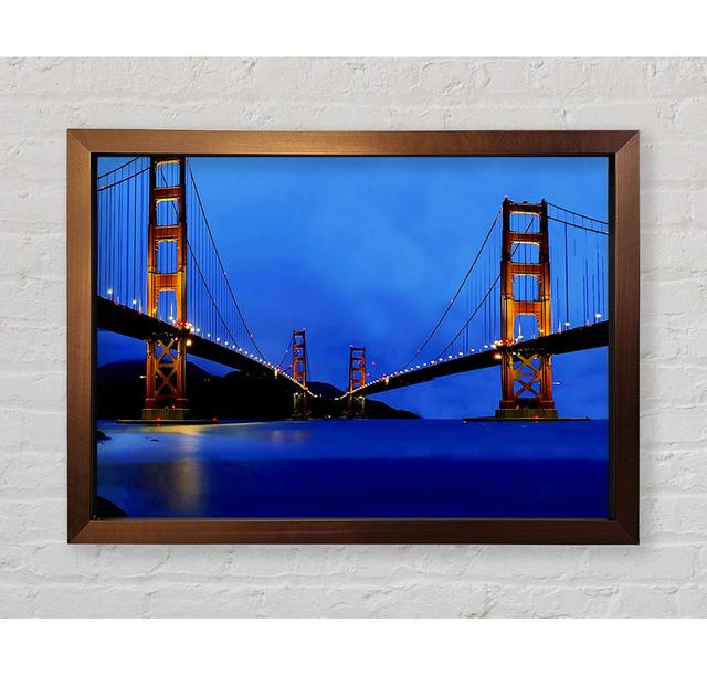 San Francisco Bridge Twins Blue Hue - Single Picture Frame Art Prints Bright Star Size: 100cm H x 141.4cm W x 3.4cm D on Productcaster.