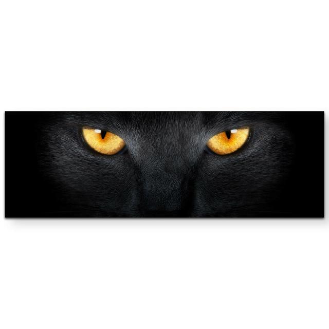 Leinwandbild Antlitz einer schwarzen Katze – Nahaufnahme East Urban Home Größe: 120 L x 40 B on Productcaster.