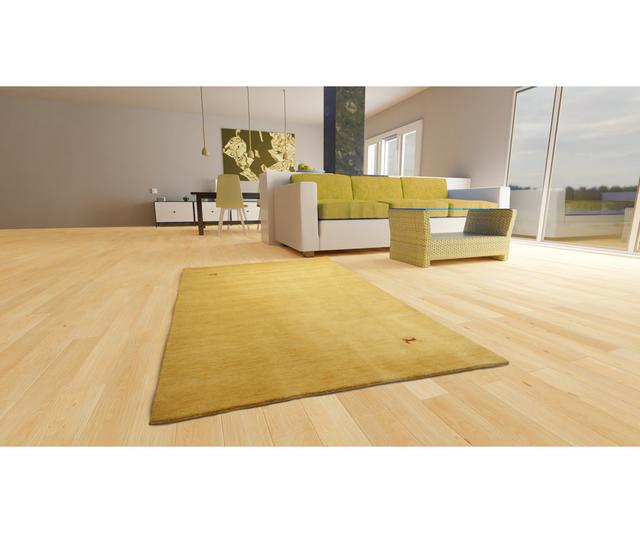 Randolf Minimal Handmade Hand Loomed Gold Area Rug Set Gracie Oaks Rug Size: Rectangle 60 x 90cm on Productcaster.