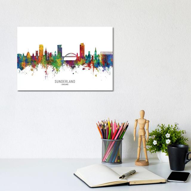 Sunderland England Skyline by Michael Tompsett - Wrapped Canvas Painting ClassicLiving Size: 20.32cm H x 30.48cm W x 1.905cm D on Productcaster.