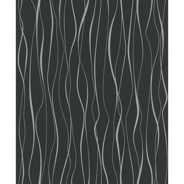 Areah 10.05m x 53cm 3D Embossed Wallpaper Roll Metro Lane Colour: Black/Silver on Productcaster.