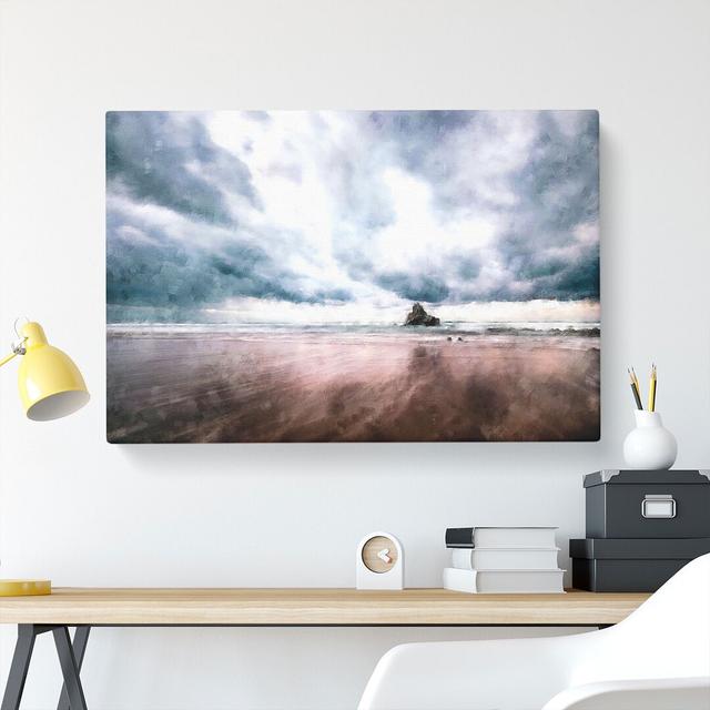 Beach In Sopelana Spain Painting - Wrapped Canvas Graphic Art East Urban Home Size: 40cm H x 60cm W x 3cm D on Productcaster.