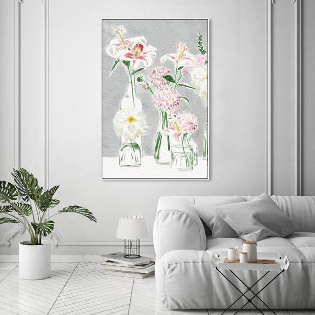 Floral And Botanical Elegant Spring Flowers , Traditional Gray And Red - Painting on Canvas Oliver Gal Format: White Framed, Size: 137.16cm H x 91.44c on Productcaster.