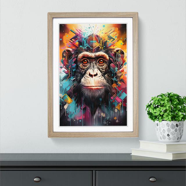 Monkey Futurism - Single Picture Frame Print on Wood Latitude Vive Format: Oak Framed, Size: 34cm H x 25cm W x 2cm D on Productcaster.