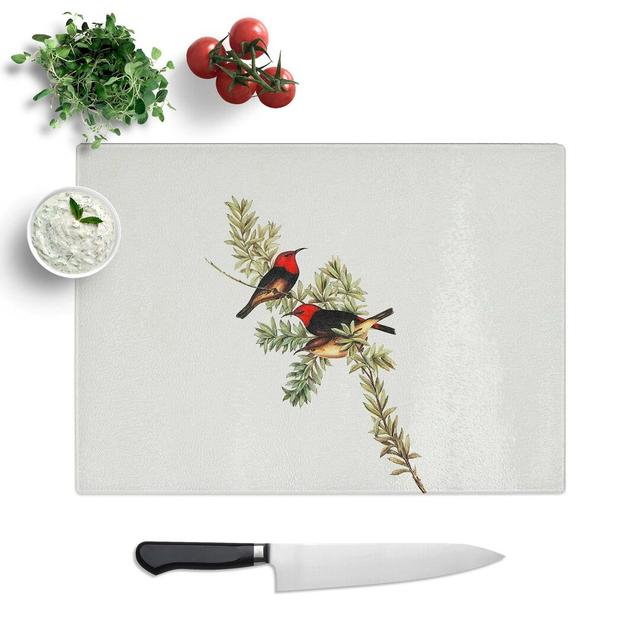 Tempered Glass Headed Honeyeaters by Elizabeth Gould Chopping Board East Urban Home Size: 39 cm W x 28.5 cm L on Productcaster.