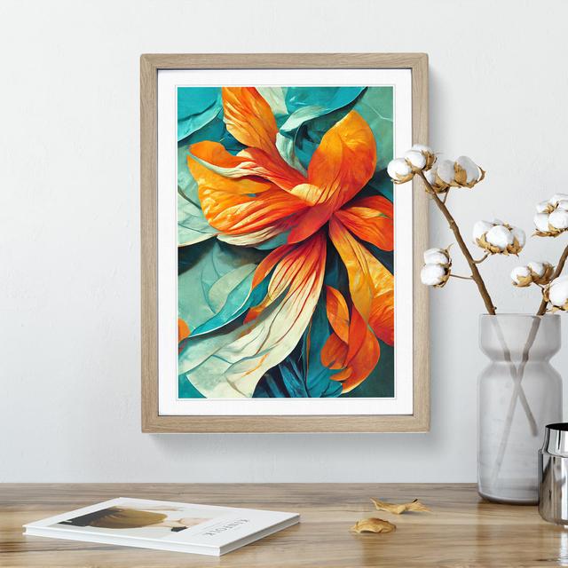 Flowers Abstract Art No.4 - Single Picture Frame Print Marlow Home Co. Frame Colour: Oak, Size: 34cm H x 25cm W on Productcaster.