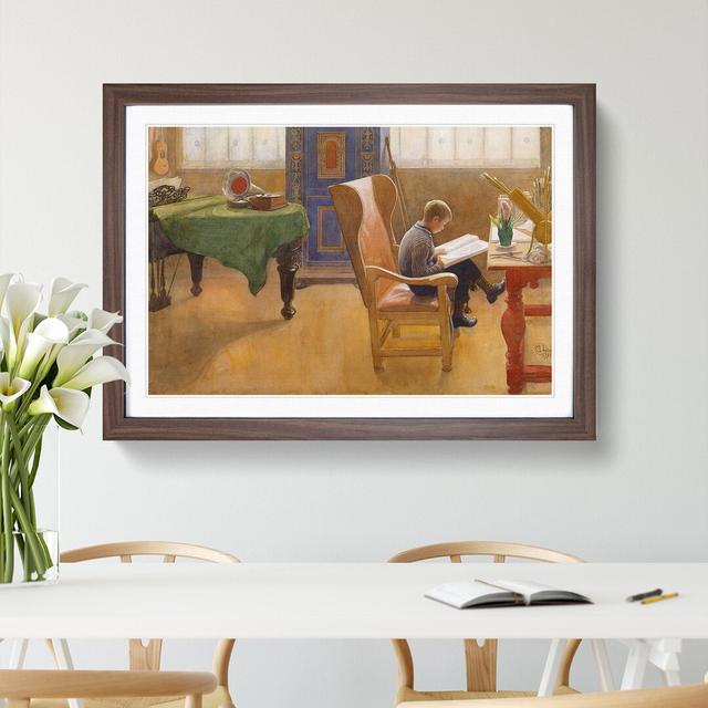 Esbjorn in the Study by Carl Larsson - Picture Frame Painting East Urban Home Size: 27cm H x 36cm W x 2cm D, Frame Option: Walnut Framed on Productcaster.