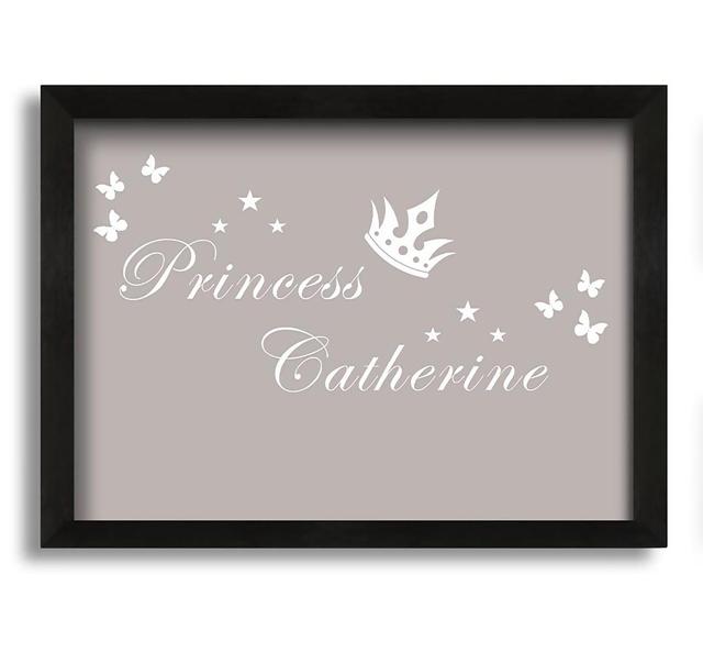 Your Own Name Princess 2 - Picture Frame Typography on Canvas August Grove Colour: Beige, Size: 60cm H x 84cm W x 10cm D on Productcaster.