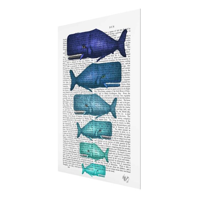 Animal Reading Walfamilie - Graphic Art Print on Glass East Urban Home Size: 80 cm H x 60 cm W on Productcaster.