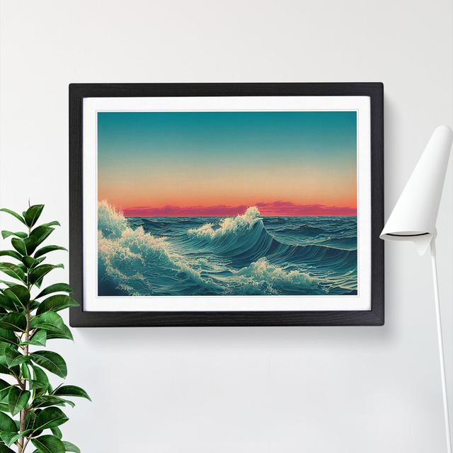 Ocean Wave Sunset Vol.2 - Picture Frame Graphic Art House of Hampton Frame Colour: Black, Size: 25cm H x 34cm W x 2cm D on Productcaster.