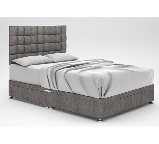 Stephanne Divan Bed Base 17 Stories Colour: Slate, Storage Type: 2 Drawers/End Drawer, Size: Super King (6') on Productcaster.