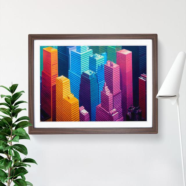 Head Turning Skyscraper Skyline - Picture Frame Graphic Art 17 Stories Size: 34cm H x 46cm W x 2cm D, Frame Colour: Walnut on Productcaster.