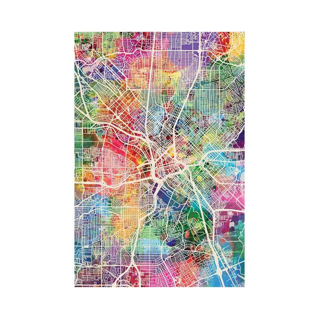 Dallas Texas City Map I by Michael Tompsett - Wrapped Canvas Gallery-Wrapped Canvas Giclée Borough Wharf Size: 152.4cm H x 101.6cm W x 3.81cm D on Productcaster.