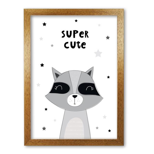 'Super Cute Raccoon' Graphic Art East Urban Home Size: 85 cm H x 60 cm W x 5 cm D, Format: Honey Oak Frame on Productcaster.