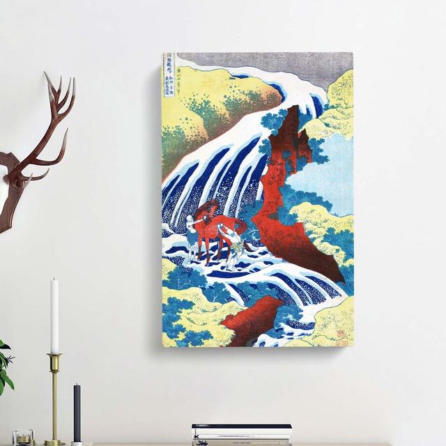 Yoshitsune Falls by Katsushika Hokusai - Wrapped Canvas Painting East Urban Home Size: 50cm H x 35cm W x 3cm D on Productcaster.