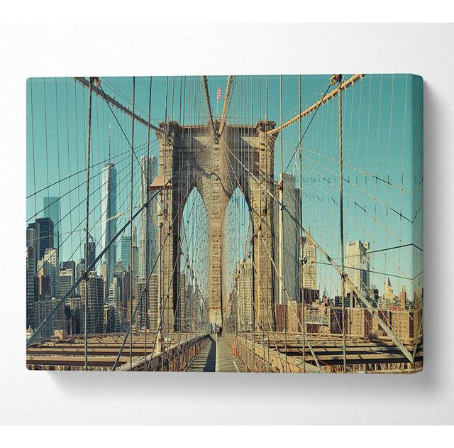 Amazing Nyc Bridge - Wrapped Canvas Photograph Borough Wharf Size: 66cm H x 106.6cm W on Productcaster.