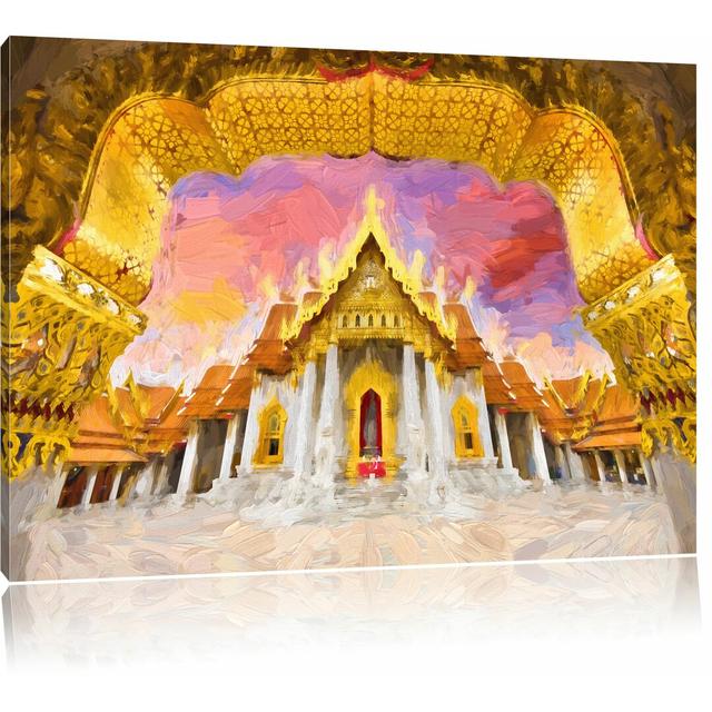 Leinwandbild "Marmortempel von Bangkok", Grafikdruck East Urban Home Größe: 60 cm H x 80 cm B on Productcaster.