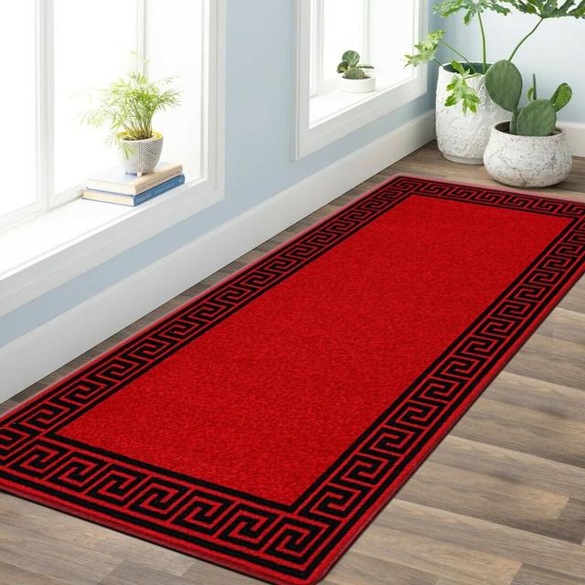 Gagliano Hand-Knotted Red/Black Outdoor Rug Fairmont Park Rug Size: Runner 67cm x 220cm on Productcaster.