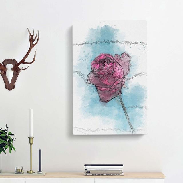 Fuscia Pink Dying Rose In Abstract - Wrapped Canvas Print East Urban Home Size: 91cm H x 60cm W x 3cm D on Productcaster.