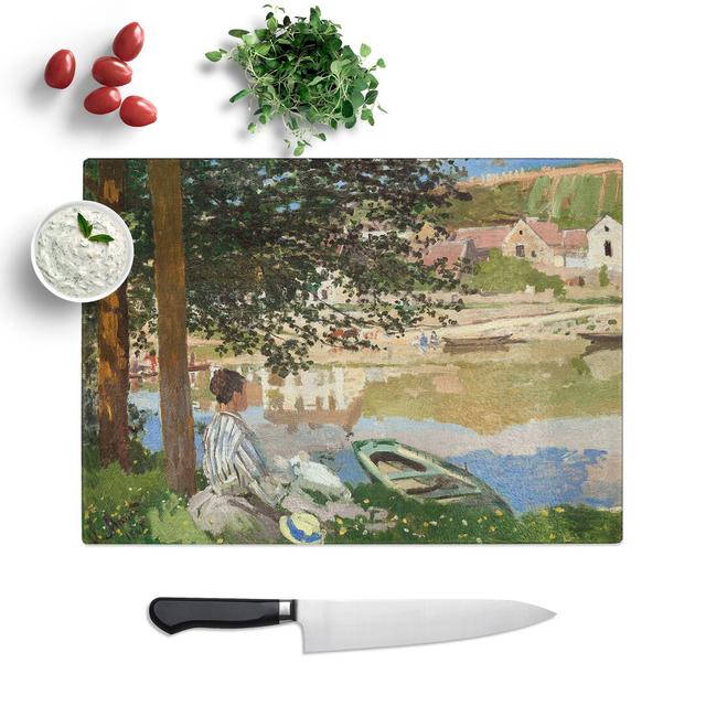 On the Bank of the Seine by Claude Monet Chopping Board East Urban Home Size: 0.4cm H x 28.5cm W x 39cm L on Productcaster.