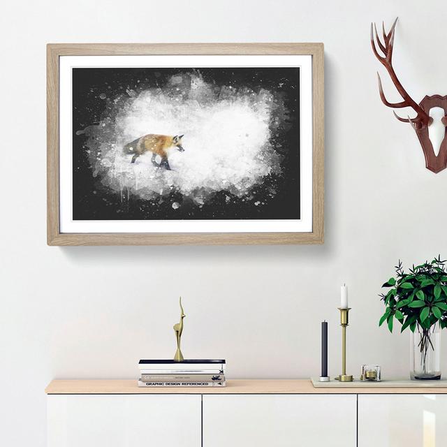 A Red Fox Alone in the Winter - Picture Frame Graphic Art Print East Urban Home Size: 33cm H x 45cm W x 2cm D, Frame Option: Oak Framed on Productcaster.