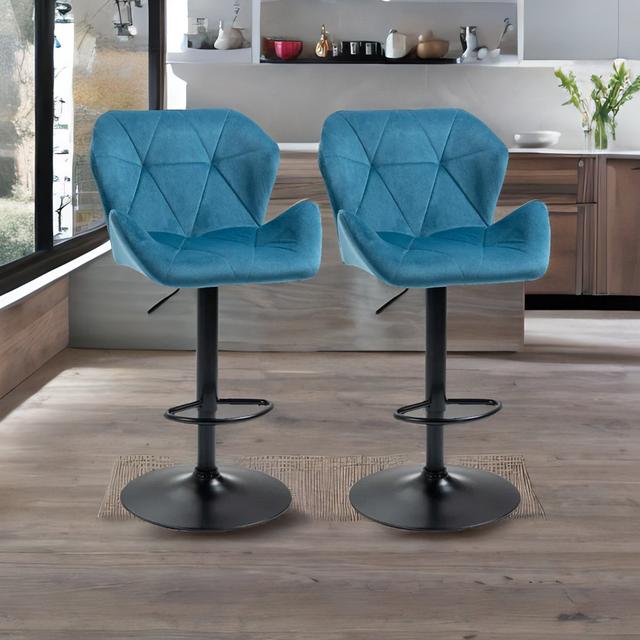 Abriel Height Adjustable Swivel Bar Stool With Back & Footrest Barstool Kitchen Dining (Set of 2) Latitude Run on Productcaster.