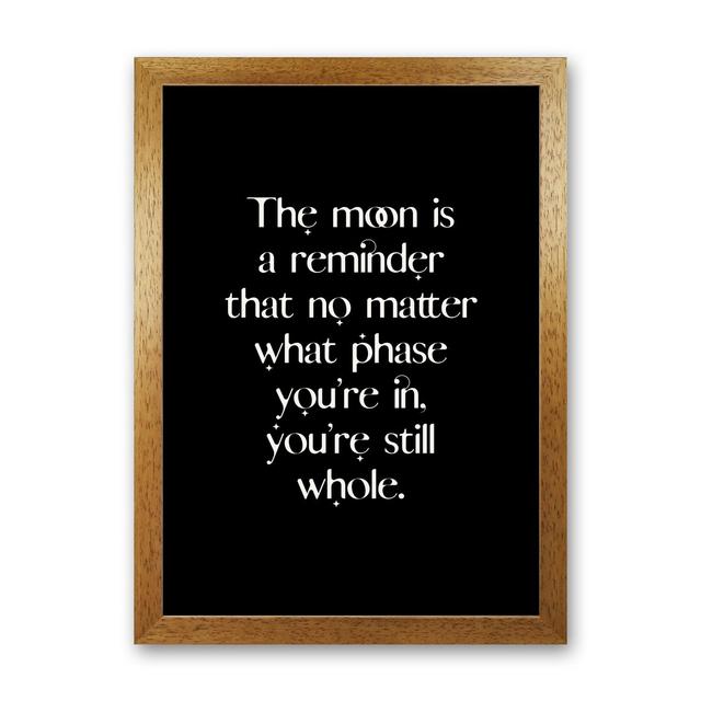 The Moon Is a Reminder by Planeta444 - Typography Print on Paper Happy Larry Size: 88cm H x 64cm W x 3cm D, Frame Option: Brown Framed on Productcaster.