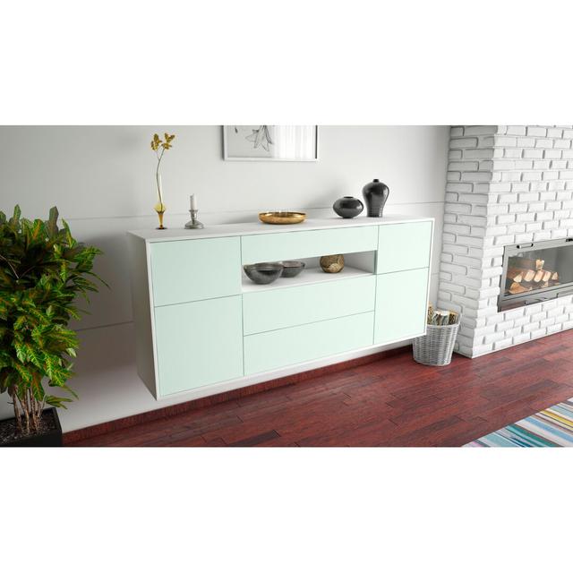 Stotfold Sideboard Brayden Studio Colour (Body/Front): White Mat/Light blue on Productcaster.