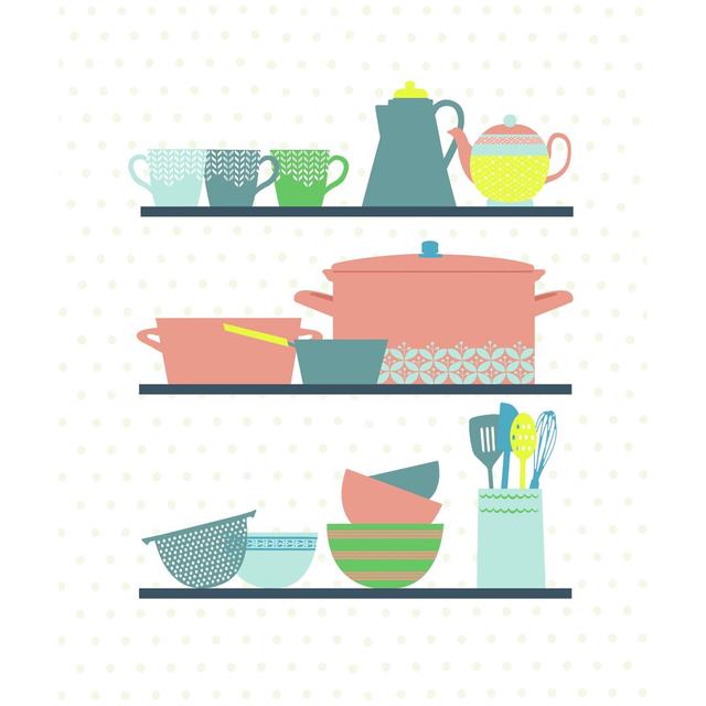 Kitchen Shelves - Wrapped Canvas Painting Print Rosalind Wheeler Size: 46cm H x 30cm W x 3.8cm D on Productcaster.