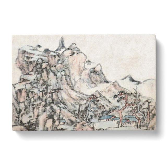 Mountain Landscape by Bada Shanren - Wrapped Canvas Painting Print East Urban Home Size: 35cm H x 50cm W x 3cm D on Productcaster.