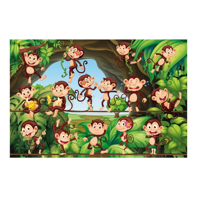 Jungle Monkeys Semi-Gloss Wallpaper Roll East Urban Home Size: 4.8m x 320cm, Materialqualität: Premium (150g/m²) on Productcaster.