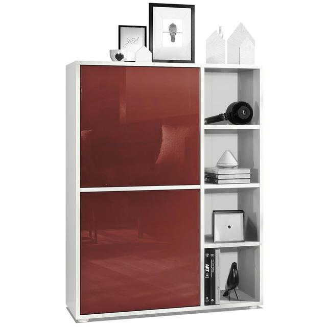 Mccafferty Highboard Metro Lane Colour: White Matt/Bordeaux High Gloss on Productcaster.