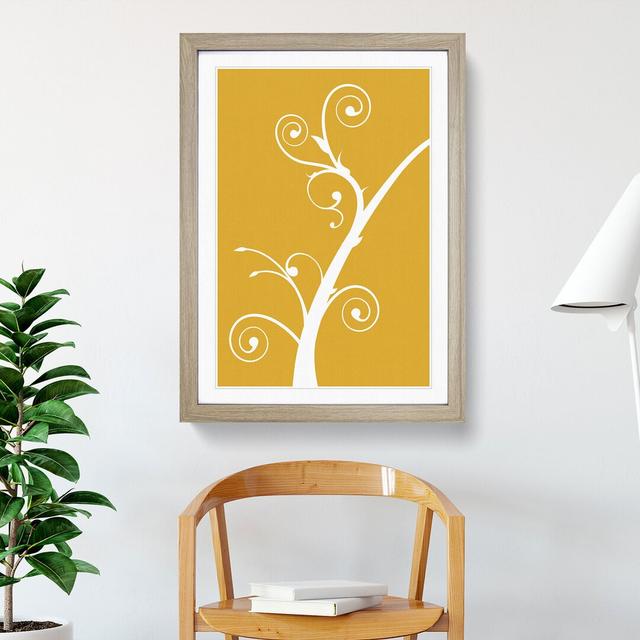 White Branch on Orange - Picture Frame Painting East Urban Home Size: 48cm H x 36cm W x 2cm D, Frame Option: Oak Framed on Productcaster.