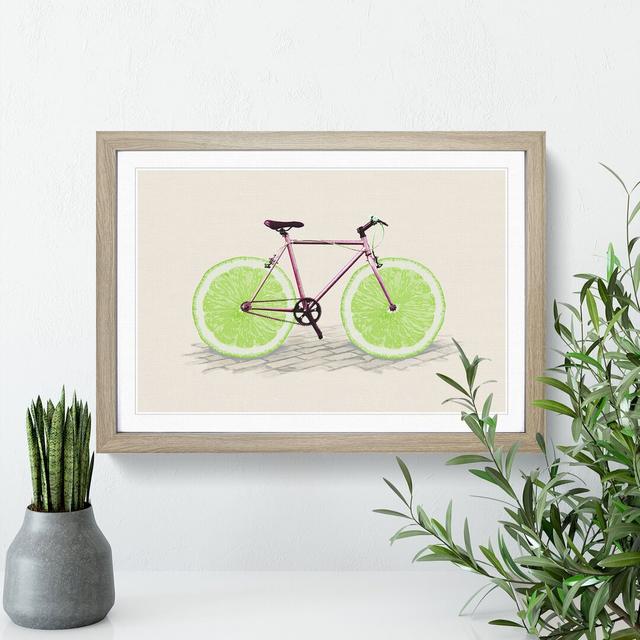 Lime Bicycle - Picture Frame Painting East Urban Home Size: 48cm H x 65cm W x 2cm D, Frame Option: Oak Framed on Productcaster.