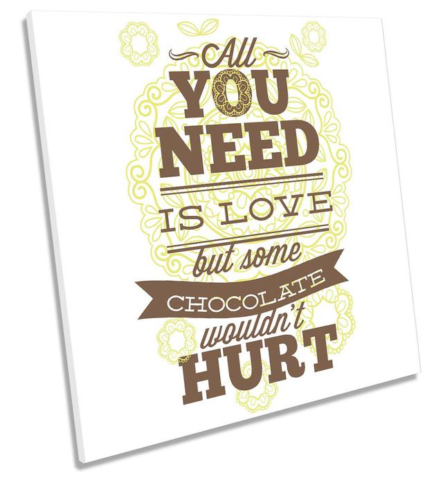 All You Need Is Love And Chocolate Picture CANVAS WALL ART Square Print Happy Larry Size: 76.2cm H x 76.2cm W x 4cm D on Productcaster.