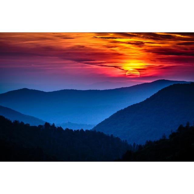 Great Smoky Mountains National Park - Morton Overlook Sunset by Jmichael-Photography - Wrapped Canvas Print Union Rustic Size: 81cm H x 122cm W on Productcaster.