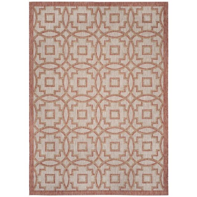 Looped Rug in Beige with Geometric Pattern for Outdoor Use by Bloomsbury Market, Rug Size: Rectangle 160 x 230cm on Productcaster.