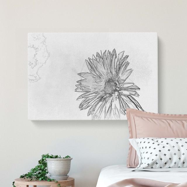 Flower Sketch in Abstract - Wrapped Canvas Drawing Print East Urban Home Size: 40cm H x 60cm W x 3cm D on Productcaster.