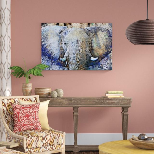 Purple Elephant by Surma & Guillen - Wrapped Canvas Graphic Art Print Blue Elephant Size: 81cm H x 122cm W on Productcaster.