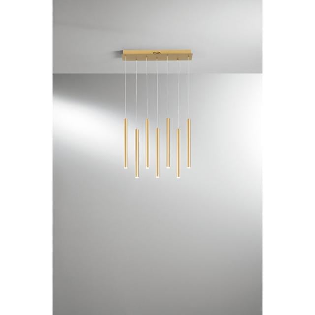 Hanging Light Led Aryaz Metal White 35w 3290lm Cct 200x2,5x41 Ivy Bronx Fixture Finish: Gold on Productcaster.