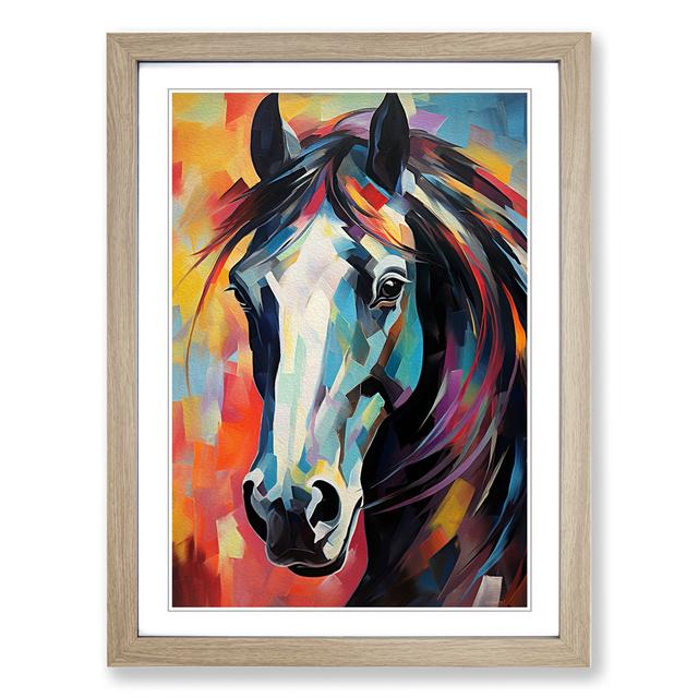 Shire Horse Abstract - Single Picture Frame Print on Wood Brambly Cottage Format: Oak Framed, Size: 64cm H x 46cm W x 2cm D on Productcaster.